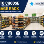 Premium supermarket storage racks and retail store shelving solutions by Sahay Racks for organized product display and efficient space utilization.